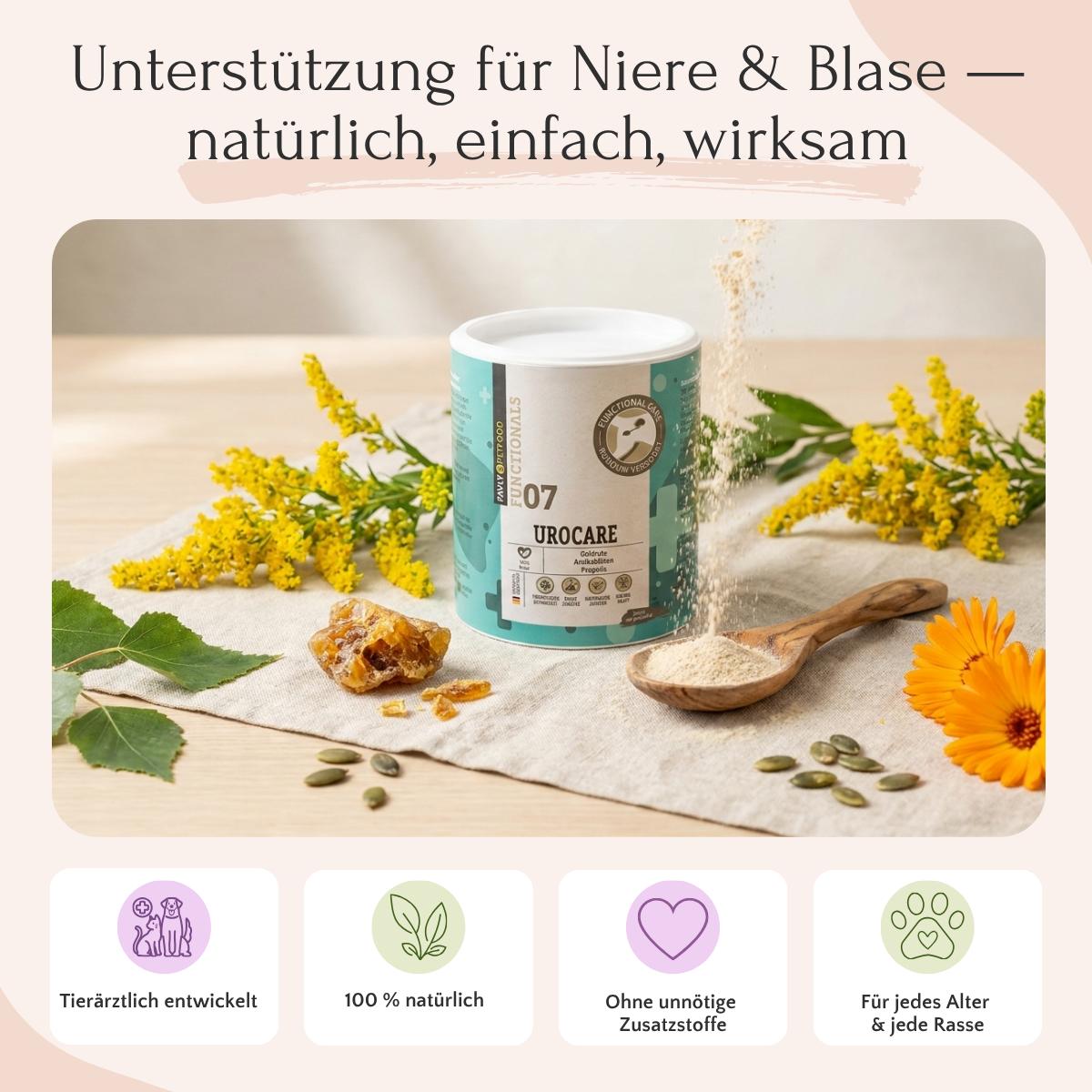 FAVLY Petfood UROCARE Pulver - Niere & Blase: Unterstützt Nierengesundheit und gesunde Blasenfunktion.