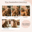 Vier Fotos zeigen Hundehaut und Fell vor/nach 4 & 8 Wochen mit dem Fit & Vital Bundle von FAVLY Petfood.