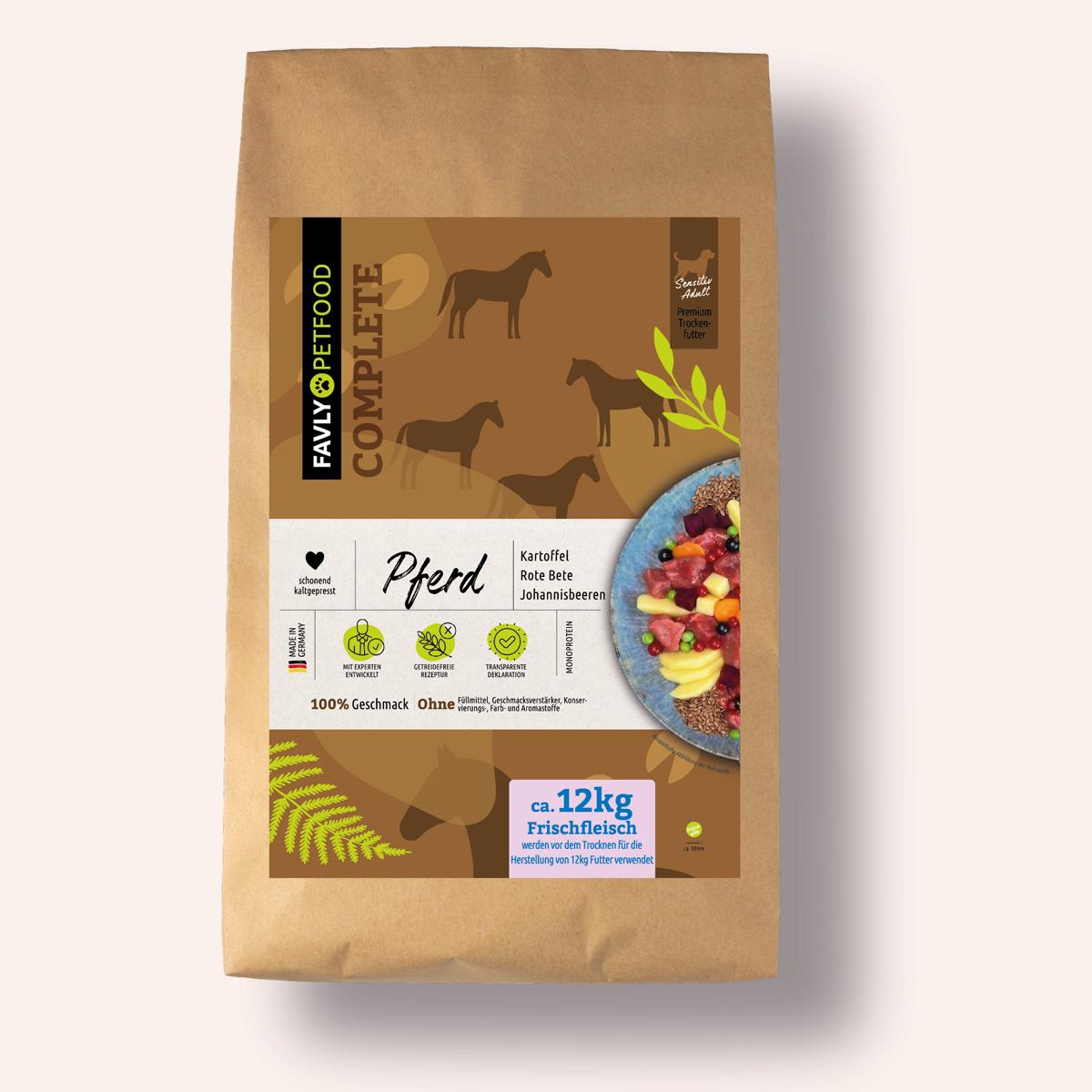 FAVLY Petfood Trockenfutter für Pferde mit Karotte, Birne und Hagebutte, 12 kg – jetzt zum Sonderpreis!.